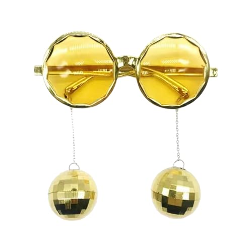 SHINROAD Karneval Disco Zubehör Disco Thema Party Schattierungen Discokugel Brille Kunststoff Retro Funky Sonnenbrille mit Anhänger Party Favors Karneval Zubehör Golden von SHINROAD