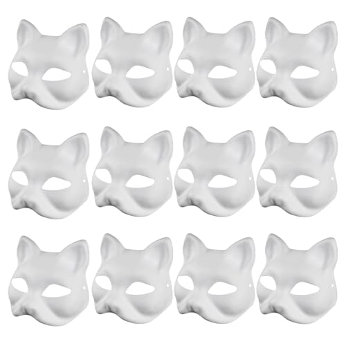 SHINROAD Leichte Katzenmaske, handbemalt, Cosplay, 2/3/5/6/10/12/20 Stück, DIY-Masken, Gesicht, einfarbig, Karneval, Party, Ball, Maskerade, Halloween-Kostüm, Tier, 12 Stück SHINROAD Leichte Katzenmaske, handbemalt, Cosplay, 2/3/5/6/10/12/20 Stück, DIY-Masken, Gesicht, einfarbig, Karneval, Party, Ball, Maskerade, Halloween-Kostüm, Tier, 12 Stück von SHINROAD