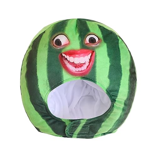 SHINROAD Lustige Plüschhüte Wassermelon Cartoon Hut Obst Kopfbedeckung für Cosplay -Musikfestivals Tanzkleidung Bühnenauftritte Party Kostüme lustige Selfie -Requisiten Grün von SHINROAD