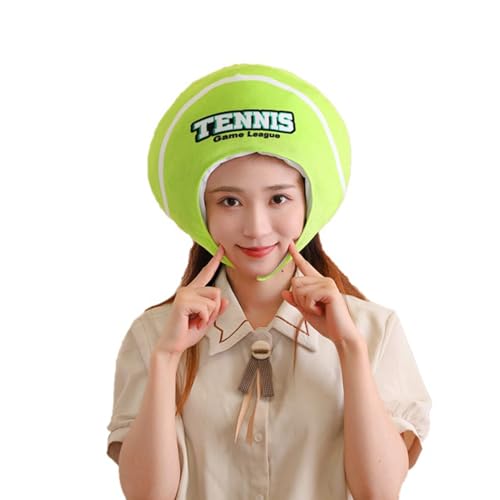 SHINROAD Lustige Plüschhüte für Selfies Wearable Tennis Ball Kopfbedeckung süßer Hut Cosplay Tanzkleidung Musikfestivals Cartoon Cap Bühnenaufführungen Spaß Kostüm Grün von SHINROAD