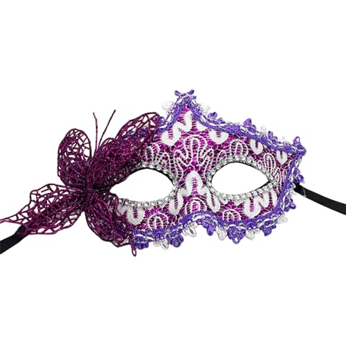 SHINROAD Maskerade Maske Partyzubehör Schmetterling für Frauen Halbgesicht mit Akzenten Elegante Kostümpartys Maskeraden Lila von SHINROAD