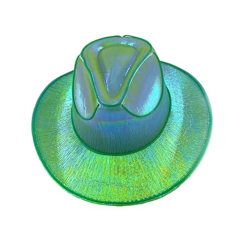 SHINROAD Mode Glühhut Eva Material Light-up Cowgirl Wireless Neon Western LED Cowboy Cap Luminous Blinking Bar für Halloween-Party Grün von SHINROAD