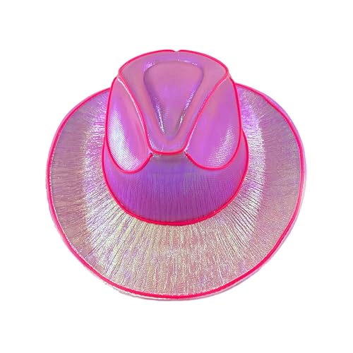 SHINROAD Mode Glühhut Eva Material Light-up Cowgirl Wireless Neon Western LED Cowboy Cap Luminous Blinking Bar für Halloween-Party Rosa von SHINROAD