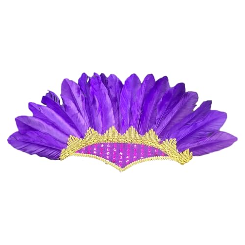 SHINROAD Party -Accessoires funkelnde verschönerte Kopfbedeckung Carnival Indian Chief Hut Haar ultraleichte luxuriöse Kopfschmuck farbige Feder Kopfbedeckung Bunt Violett von SHINROAD