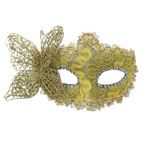 SHINROAD Party Maskerade Accessoire Masque Butterfly für Frauen halb mit Akzenten Elegante Kostümpartys Maskeraden Golden von SHINROAD