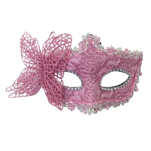 SHINROAD Party Maskerade Accessoire Masque Butterfly für Frauen halb mit Akzenten Elegante Kostümpartys Maskeraden Rosa von SHINROAD