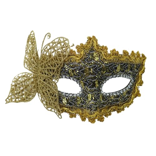 SHINROAD Party Maskerade Accessoire Masque Butterfly für Frauen halb mit Akzenten Elegante Kostümpartys Maskeraden Schwarz golden von SHINROAD