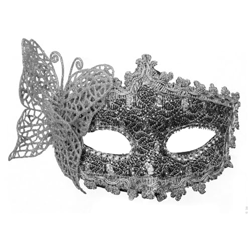 SHINROAD Party Maskerade Accessoire Masque Butterfly für Frauen halb mit Akzenten Elegante Kostümpartys Maskeraden Schwarz silbrig von SHINROAD