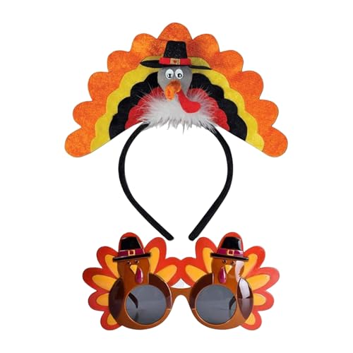 SHINROAD Truthahnaugen Stirnband Neuheit Hut Thanksgiving Kostüm Accessoire Plüsch Kopfbedeckung Henne Hähnchenbein für Neujahrsparty C Einheitsgröße von SHINROAD