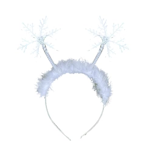 Schneeflocke Haarschmuck Schneeflocke Stirnband für Weihnachten Party Dekoration Festlich Urlaub Haarreifen für Frauen Mädchen Jungen Weiß One Size von SHINROAD