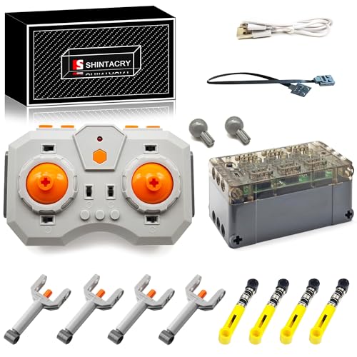 15-teiliges Technik Power Functions Wiederaufladbar einstellbare Geschwindigkeit Fernbedienung und Wiederaufladbares Lithiumbatterie Set Kompatibel mit Lego Technic, App-Steuerung, 92693, 76537 von SHINTACRY