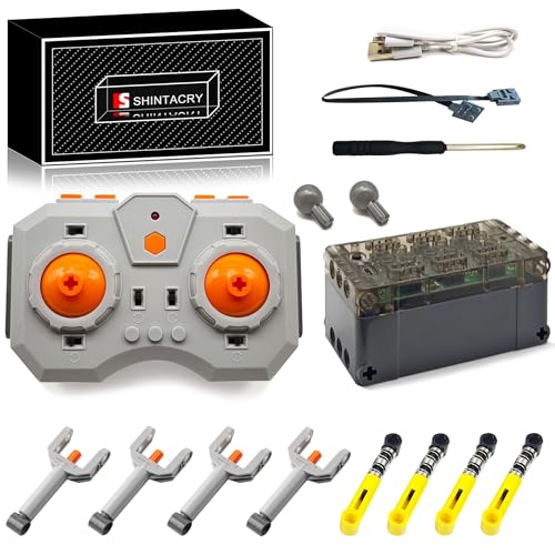 15-teiliges Technik Power Functions Wiederaufladbar einstellbare Geschwindigkeit Fernbedienung und Wiederaufladbares Lithiumbatterie Set Kompatibel mit Lego Technic, App-Steuerung, 92693, 76537 von SHINTACRY