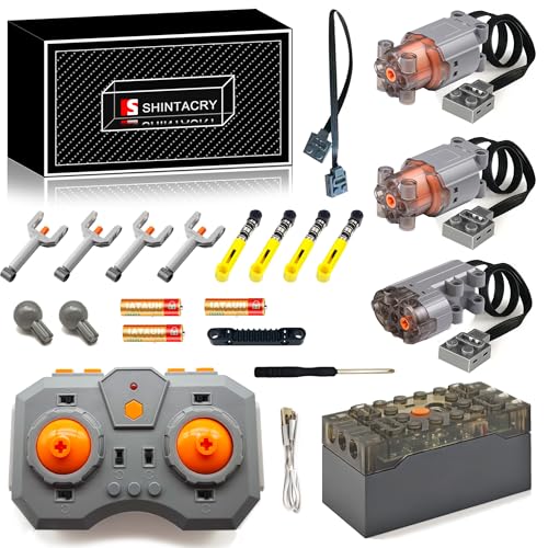 18-teiliges Technik Power Functions Einstellbare Geschwindigkeit Fernbedienungs und Wiederaufladbares Lithiumbatterie Set Kompatibel mit Lego Technic, 92693 × 4, ((L Motor × 2)+(Servo Motor × 1) von SHINTACRY