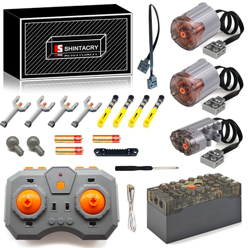 18-teiliges Technik Power Functions Einstellbare Geschwindigkeit Fernbedienungs und Wiederaufladbares Lithiumbatterie Set Kompatibel mit Lego Technic, 92693 × 4, ((XL Motor × 2)+(Servo Motor × 1) von SHINTACRY