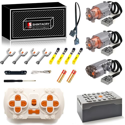 18-teiliges Technik Power Functions Fernbedienungs und Wiederaufladbares Lithiumbatterie Set Kompatibel mit Lego Technic, App-Steuerung, Bewegungsrouten ((L Motor × 2)+(Servo Motor × 1)) von SHINTACRY