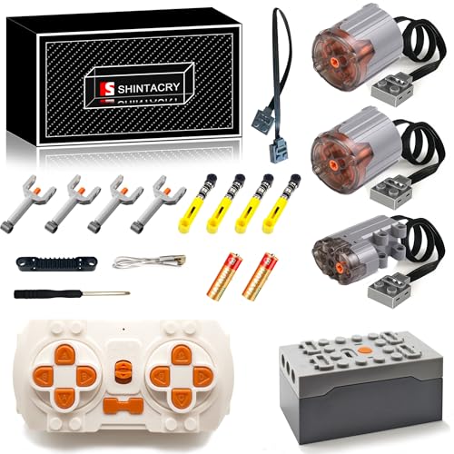 18-teiliges Technik Power Functions Fernbedienungs und Wiederaufladbares Lithiumbatterie Set Kompatibel mit Lego Technic, App-Steuerung, Bewegungsrouten ((XL Motor × 2)+(Servo Motor × 1)) von SHINTACRY