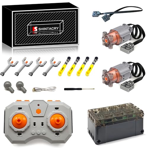 18-teiliges Technik Power Functions Wiederaufladbar Einstellbare Geschwindigkeit Fernbedienung Wiederaufladbares Lithiumbatterie und Hochgeschwindigkeits M Motor Set Kompatibel mit Lego (L Motor × 2) von SHINTACRY