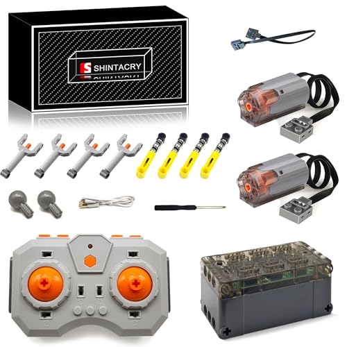 16-teiliges Technik Power Functions Wiederaufladbar Einstellbare Geschwindigkeit Fernbedienung Wiederaufladbares Lithiumbatterie und Hochgeschwindigkeits M Motor Set Kompatibel mit Lego (M Motor × 2) von SHINTACRY