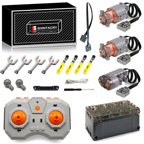 18-teiliges Technik Power Functions Wiederaufladbar Einstellbare Geschwindigkeit Fernbedienungs und Lithiumbatterie Set Kompatibel mit Lego Technic, 76537 ((L Motor × 2)+(Servo Motor × 1)) von SHINTACRY