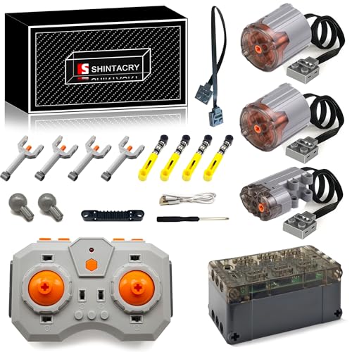 18-teiliges Technik Power Functions Wiederaufladbar Einstellbare Geschwindigkeit Fernbedienungs, Lithiumbatterie und Motor Set Kompatibel mit Lego Technic, 76537 (XL Motor × 2)+(Servo Motor × 1) von SHINTACRY