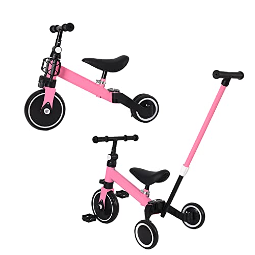 4-in-1 Dreirad für Babys, skalierbar, Dreirad, Fahrrad, Kinder, Laufrad, skalierbar, Mini-Laufrad, Laufrad, mit Schiebegriff und abnehmbaren Pedalen, Dreirad zum Schieben, für Mädchen und Jungen von SHISHI