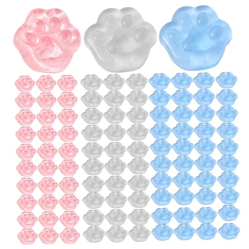 100 pcs sensorisches Spielzeug, Stressabbauspielzeug, 1,6x1.6 Safe Weiche Stress -Squeeze -Spielzeug, klare niedliche Katzenpfoten Zappel -Squeeze -Spielzeug, lustige Katzenspielzeug für Kinder Erwac von SHITOOMFE