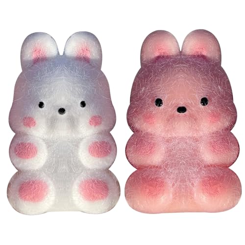 SHITOOMFE 2pcs Stressabbau Spielzeug, Squeeze Toy Cute Animal Dekompression Spielzeug lebhafter belastbarer Stressspielzeug mit Accessoires Stress Relief Toy für Kinder Mädchen Frauen, Kaninchen von SHITOOMFE