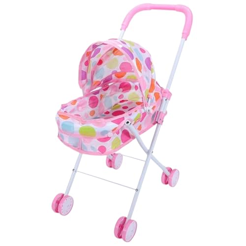 Babypuppenwagen Kinderwagen Kinderwagen Niedliche Punktmuster Babypuppen Kinderwagen Falten Puppenwagen mit Push -Handle abnehmbar waschbarer Babypuppenwagen für Mädchen, so tun Sie spielen, Style 1 von SHITOOMFE