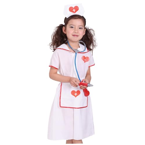 Doktorkostüm für Kinder, Krankenschwester Kostüm Kinder mit Krankenschwester Cap, Realistic Kleinkind Doktor Kostüm für Halloween -Cosplay, Karrieretag, Rollenspiel, L -Kleinkind -Doktorkostüm von SHITOOMFE