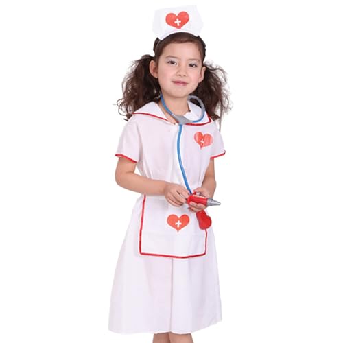 Doktorkostüm für Kinder, Krankenschwester Kostüm Kinder mit Krankenschwester Cap, Realistic Kleinkind Doktor Kostüm für Halloween -Cosplay, Karrieretag, Rollenspiel, M -Kleinkind -Doktorkostüm von SHITOOMFE