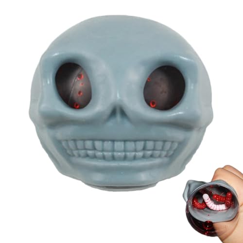 SHITOOMFE Gothic Toy Skull Stress Relief Toy Neuheit Schädel Squeeze Bälle Spielzeug Schädel Squeeze Bälle Horror Squeeze Schädel Stress Relief Spielzeug für Kinder und Erwachsene Grau, Stressbälle von SHITOOMFE