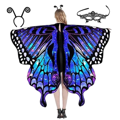 Mottenkostüm, farbenfrohe Halloween -Schmetterlingskostüm, Motten -Cape -Schal mit Stirnband und Spitzenmaske für Halloween -Party, Kinder, Kinder Mottenkostüm, farbenfrohe Halloween -Schmetterlingskostüm, Motten -Cape -Schal mit Stirnband und Spitzenmaske für Halloween -Party, Kinder, Kinder von SHITOOMFE