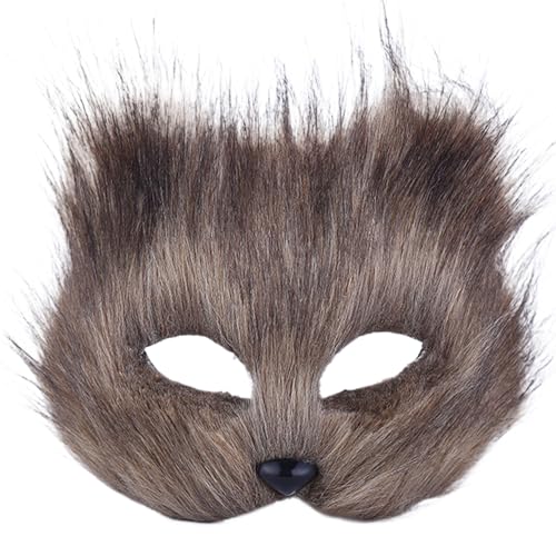 Pelry Fox Mask Cosplay Kostüm Therianische Maske, Halbgesichtsfuchsmaske, atmungsaktive Tiermaske für erwachsene Kinder, weiches glattes Cosplay Pelzige Kostüm für Maskerade Party Ostern grau von SHITOOMFE