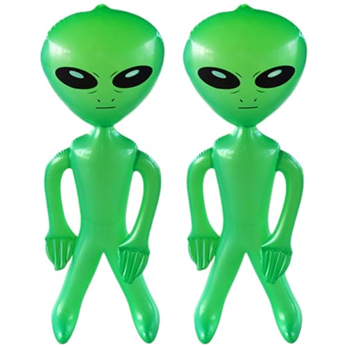 SHITOOMFE , 2 PCs Alienballons aufblasbarer Alien 59.1 in grünem lustigen PVC stehende Ausländer Alien-Luftballons Anti-Leak-Party-Dekor Alien Spielzeug für Halloween-Geburtstagsfeier-Vorräte von SHITOOMFE