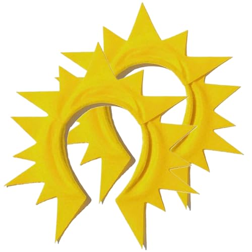 SHITOOMFE 2pcs Sun Stirnband 9x11 Zoll Gold gelb, auffällige Sonne Kopfstück nicht gewebter Haarzubehör für Kinder Cosplay-Party, Weihnachten, Halloween, Thanksgiving, Sonnenstadband Kostüm von SHITOOMFE