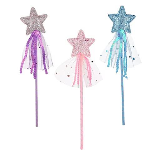 SHITOOMFE 3pcs magische Zauberstäbe für Kinder 11 Zoll Prinzessin Angel Fairy Star Magic Zauberstab Girly Fairy Magic Dress-up Star Wand Angel Fairy Kostüm Requisiten Zauberstäbe Sticks Stöcke von SHITOOMFE