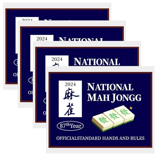 SHITOOMFE 4pcs 2024 Mahjong Card Official, Mahjong -Karten 2024 Blue National Mahjong Karten offizielle Standardhände und Regeln Mahjong Karten 2024 großer Druck Mahjong Scorecard von SHITOOMFE