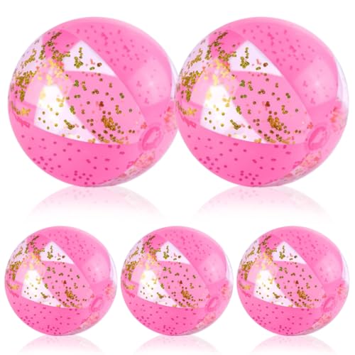 SHITOOMFE Aufblasbarer Strandball Beach Ball 2PCS Giant Beach Ball und 3 PCS Small Blasable Beach Ball 6.3 '' und 15 '' Dia..Glitter Beach Ball Confetti Sparkling Pool Bälle Spielzeug für Kinderpool von SHITOOMFE