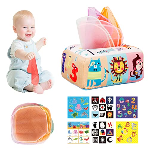 SHITOOMFE Babyspielzeug Babyspielzeug 0-6 Monate Baby Taschentuchbox Spielzeug Cartoon Tiersusorisches Spielzeug für Babytuch Zeichnung Gewebe Box Lernkognitive Toys von SHITOOMFE