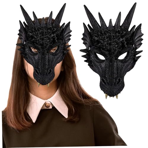 SHITOOMFE Cosplay -Maske, Drachenmaske Cooled Detailled Textured Halloween mit Eckzähne 3D Realistic Black Dragon Kostüm für Erwachsene SHITOOMFE Cosplay -Maske, Drachenmaske Cooled Detailled Textured Halloween mit Eckzähne 3D Realistic Black Dragon Kostüm für Erwachsene von SHITOOMFE