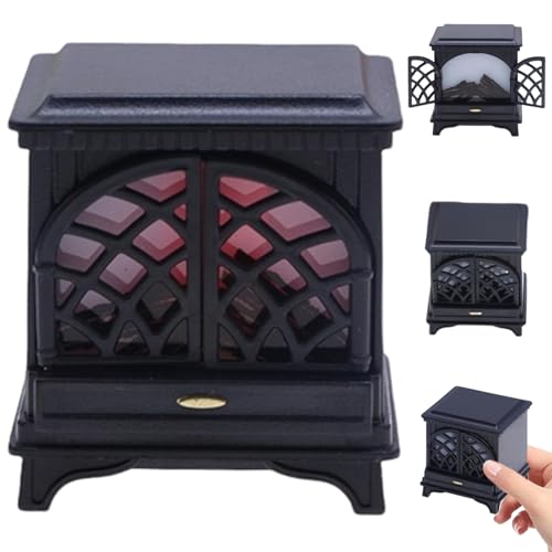 SHITOOMFE Dollhouse Kamin 2 x 2 x 2 Zoll 1/12 Skala Miniaturkamin mit LED Light Realistic Dollhouse Miniaturen Batterieantrieb Dollhouse -Möbel für Dollhouse Home Decor, Miniaturkamin von SHITOOMFE