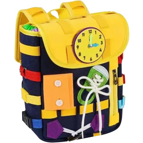 SHITOOMFE Filzboard für Kleinkinderbett -Rucksack Frühe Bildung Großkapazität Buntes Kleinkind -Busy -Board Cute Interactive Leichtgewicht tragbares Lernspielzeug für Kindergarten, Blue von SHITOOMFE