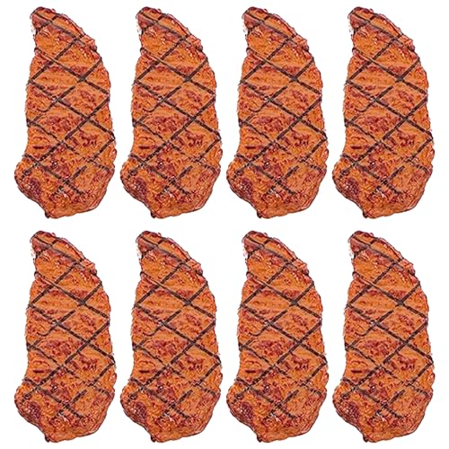 SHITOOMFE Gefälschtes Essen falsches Fleisch 8PCS Lifelike simuliertes Netz gefälschter Steak gekochtes Roastbeef Kunstfutter Mini Kinder Spielen Essen für Küchenspielzeug, Fotografie -Requisiten, Di von SHITOOMFE