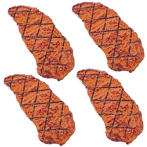 SHITOOMFE Gefälschtes Fleisch 4PCS Lifelike simuliertes Netz gefälschter Steak gekochtes Roastbeef Kunstfutter Mini Kinder Spielen Essen für Küchenspielzeug, Fotografie -Requisiten, DisplayFaux Food von SHITOOMFE