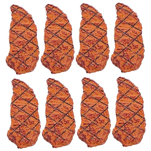 SHITOOMFE Gefälschtes Fleisch 8pcs lebensexiMuliertes Mesh gefälschtes Steak gekochtes Roastbeef Kunstfutter Mini Kinder Spielen Essen für Küchenspielzeug, Fotografie -Requisiten, DisplayFaux Food von SHITOOMFE