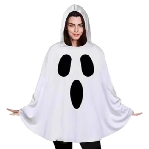SHITOOMFE Geisterkostüm für Erwachsene weiße Ghost -Kapuze -Halloween -Kostüme Poncho Cosplay Outfits SHITOOMFE Geisterkostüm für Erwachsene weiße Ghost -Kapuze -Halloween -Kostüme Poncho Cosplay Outfits von SHITOOMFE