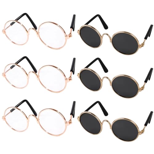 SHITOOMFE Gläser Puppenbrillen 6 Paare Metall Wire Puppe Sonnenbrille Klassische Retro Gläser Eyewear Mini Sonnenbrille für Handwerks Puppen Haustiere Kostüm Cosplay Photo Requisiten von SHITOOMFE