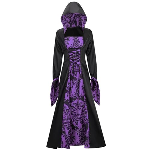 SHITOOMFE Hexenkleid für Frauen langes Vintage bestickter Kapuzenvampir -Kleid für Party Cosplay -Kostüm SHITOOMFE Hexenkleid für Frauen langes Vintage bestickter Kapuzenvampir -Kleid für Party Cosplay -Kostüm von SHITOOMFE