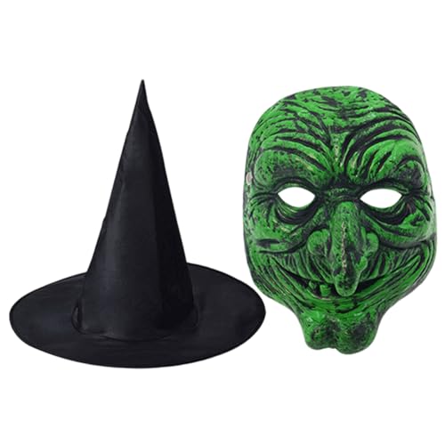 SHITOOMFE Hexenkostüm Hexenhut mit gruseliger Maske realistische Halloween -Kostüme für Cosplay Haunted House Party SHITOOMFE Hexenkostüm Hexenhut mit gruseliger Maske realistische Halloween -Kostüme für Cosplay Haunted House Party von SHITOOMFE