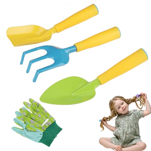 SHITOOMFE Kids Gardening Tools Kids Gärtner Set 4PCS/Set Mini Ergonomic Kleinkind Gartenset Tragbares, lebendige, abgerundete Eckpädagogik Kinder Gartenwerkzeuge für Outdoor von SHITOOMFE